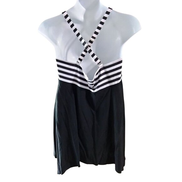 Nieyook Chest Drawstring Striped Swimdress High Waisted Boy Shorts Size 24W - Picture 8 of 11